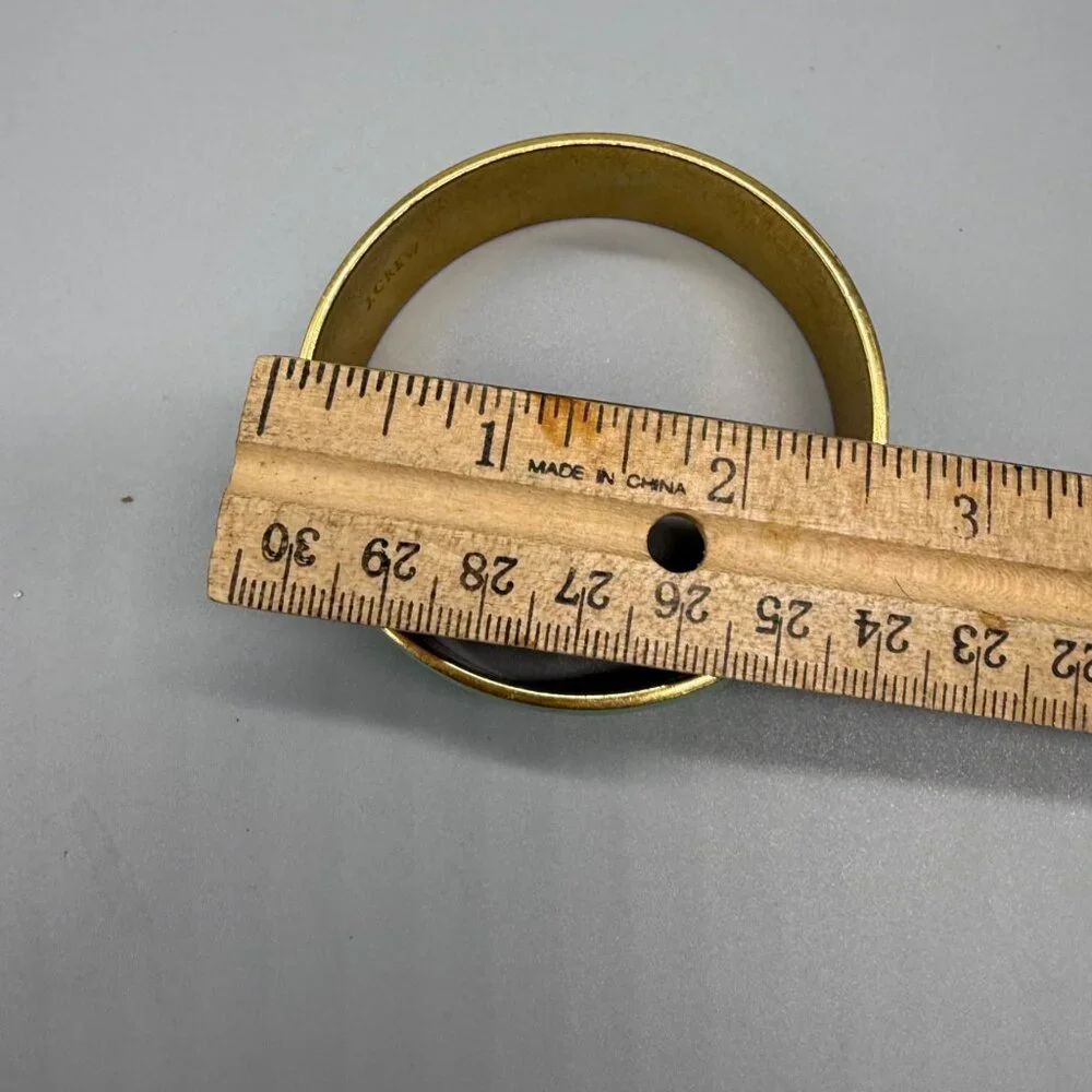 J. Crew Mint Green Gold Wide Enamel Bangle Bracelet